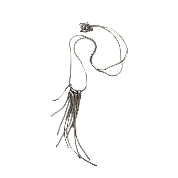 Sterling Silver Italy Long Tassel Pendant Necklace With Adjustable Chain For Wom - Picture 7 of 9